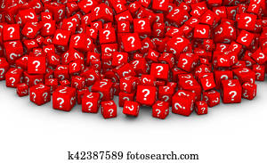 A heap of red cubes with question mark symbol. A heap of red cubes with question mark symbol.