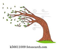 Wind Blowing Leaves Off Tree Clipart | k6094394 | Fotosearch