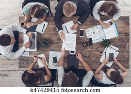 Business people meeting in the office top view