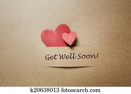 Get Well Soon message with red hearts