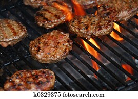 Hamburgers on barbeque Hamburgers on barbeque