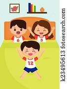 Jumping kid on the bed