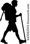 Man hiking with stick Man hiking with stick