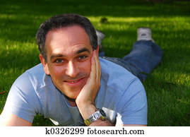 Man relaxing outside