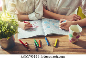 painting a coloring book