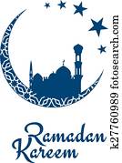 Ramadan, Kareem, design, mit, moschee, und, mond Ramadan, Kareem, design, mit, moschee, und, mond