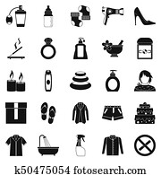 Relax in spa icons set, simple style