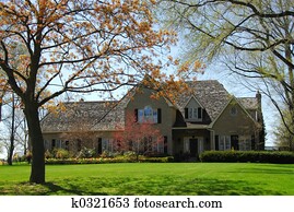 villa, in, frühling