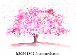Watercolor spring tree Watercolor spring tree