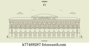 גראן, guardia, ארמון, ב, verona,, italy., ציון דרך, איקון