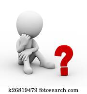 3d, mann, denker, anschauen, question mark