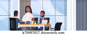 businesspeople discussing contract during business development meeting african american colleagues working with co-investment document negotiation concept office interior flat horizontal portrait businesspeople discussing contract during business development meeting african american colleagues working with co-investment document negotiation concept office interior flat horizontal portrait