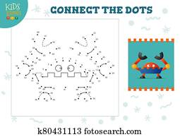 Connect the dots kids mini game vector illustration. Preschool children education activity Connect the dots kids mini game vector illustration. Preschool children education activity