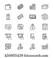 Money thin icons