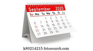 September 2020 - table calendar - 3D illustration September 2020 - table calendar - 3D illustration