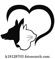 Dog and cat with heart Dog and cat with heart