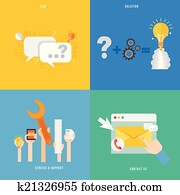 Element of service and support, solution, faq concept icon in flat design Element of service and support, solution, faq concept icon in flat design