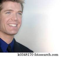 homem negócio, com, sorriso grande