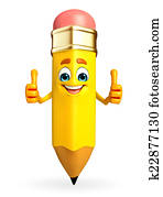 Pencil Character is thumbs up pose Pencil Character is thumbs up pose