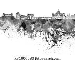 Rome skyline in black watercolor Rome skyline in black watercolor