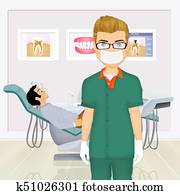 牙医, 医生办公室, 同时，, 患者, 带, toothache