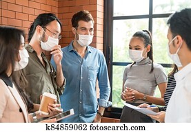 businee, person, diskussion, møde, hos, zeseed, mask.