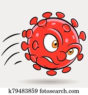 Cartoon Attacking Red Coronavirus Cartoon Attacking Red Coronavirus