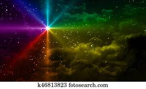 estrelado, noturna, arco íris, cor, estrela