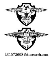 football team crests set with eagles vector design template