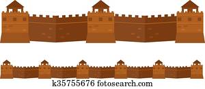 Great Chinese Wall old architecture famous attributes. Great Chinese Wall old architecture famous attributes.
