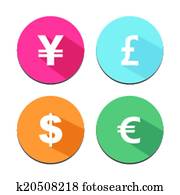 plano, icono, con, sombra, -, moneda, ba