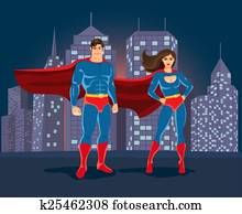 Superheroes on urban landscape backgound Superheroes on urban landscape backgound