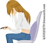 Teen Girl Cry Cellphone Covering Face