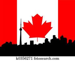 Toronto skyline against Canadian Flag Toronto skyline against Canadian Flag