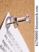 Close Up Of Thumbtack In Bulletin Board