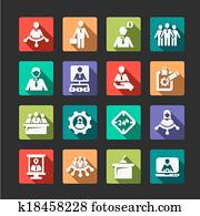 flat human resources and management icons flat human resources and management icons