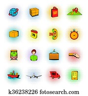 Logistics comics icons