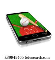 בייסבול, ב, smartphone,, ספורט, אפליקציה