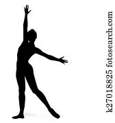 실루엣, 의, a, 춤추는 사람