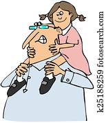 Grandpa giving granddaughter a ride Grandpa giving granddaughter a ride