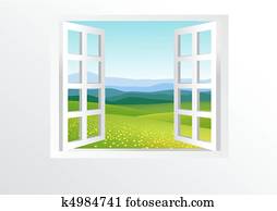 janela aberta, e, natureza