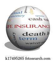 Life Insurance Word Cloud Concept on a 3D Sphere