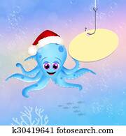 octopus celebrate Christmas octopus celebrate Christmas