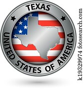 Texas state silver label with state map, vector illustration Texas state silver label with state map, vector illustration