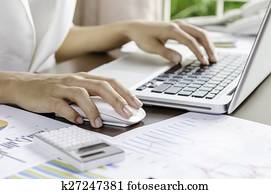 trabalhando, com, computador