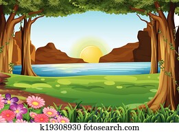 um, rio, em, a, floresta