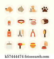 Pets Grooming Shop Icons Set Pets Grooming Shop Icons Set