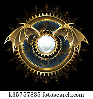 מכני, דרקון, כנפיים, עם, a, עדשה