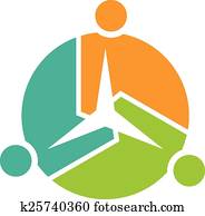 配合, 組, ......的, 三人