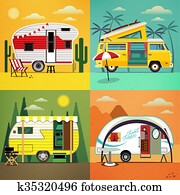 camping, trailers., vektor, illustration. camping, trailers., vektor, illustration.
